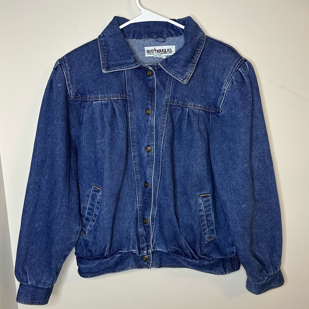 1980s Vtg Denim Bomber Jacket Mens size Medium